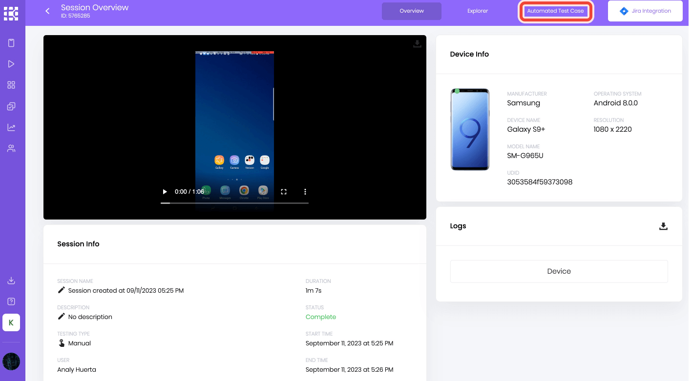 Select Automated Test Case