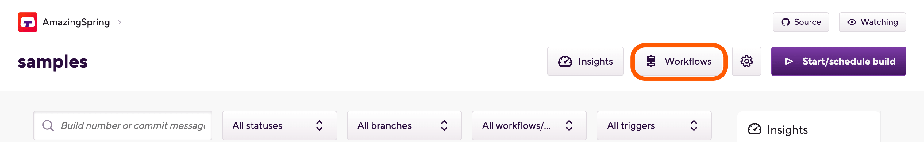 Open Bitrise and select Workflows