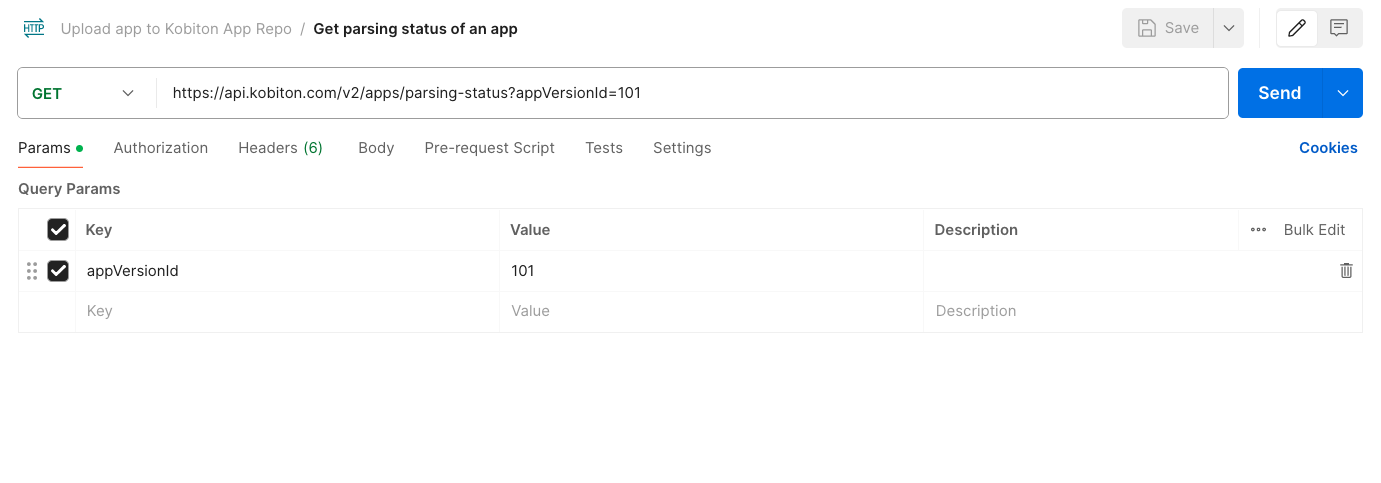 Get app parsing status request body
