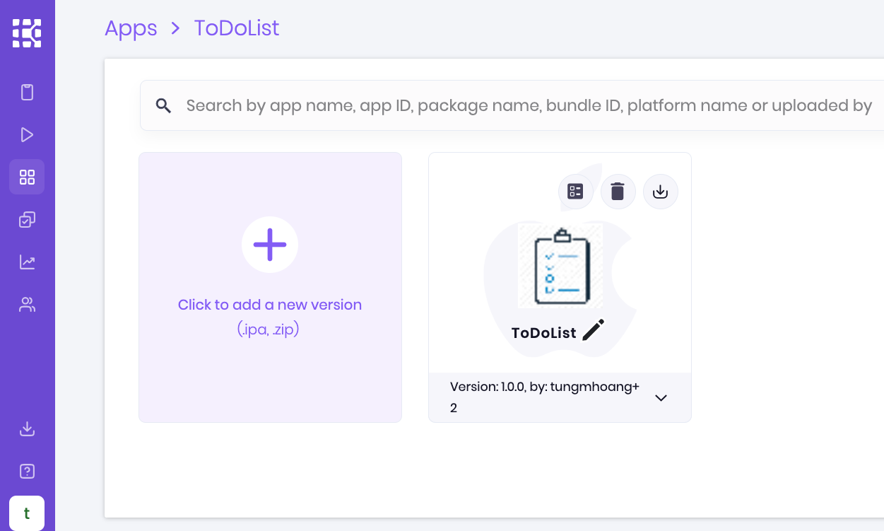 Upload another version of the app
