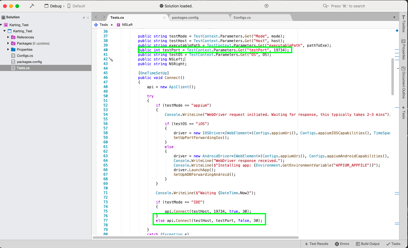 Expose testPort environment variable in test script