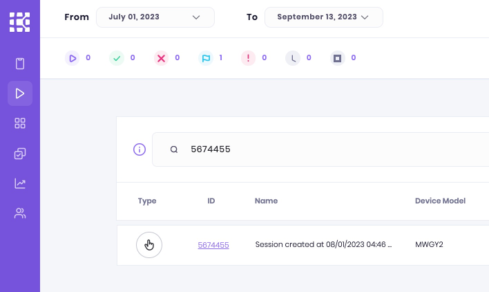 Search for your session ID