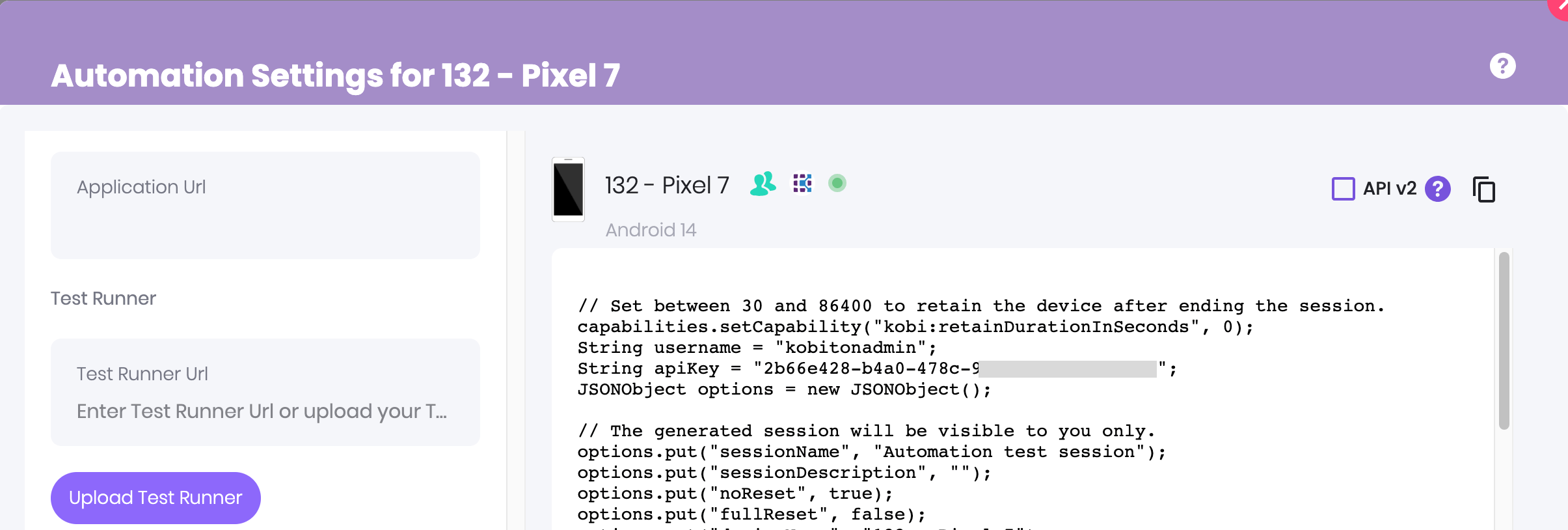 Select Upload Test Runner under the Test Runner section