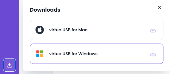 Download virtual USB from Kobiton portal