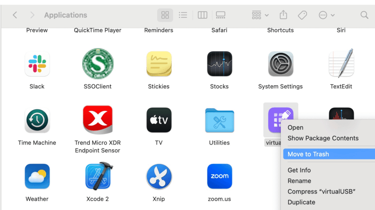 Uninstall virtualUSB