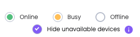 The Hide unavailable devices option in the Devices list filter