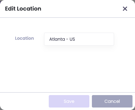 The Edit Location window for a host machine
