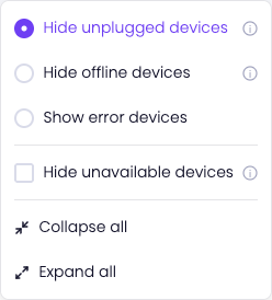 The options in the View menu
