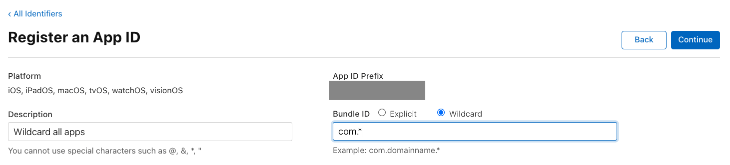 A closeup to choose Wildcard option