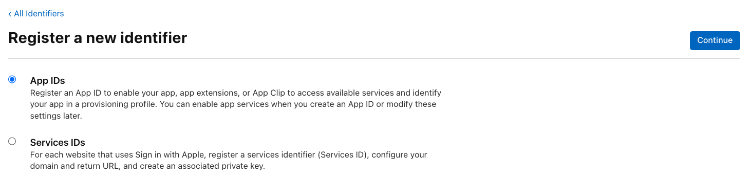 A closeup to Select App ID