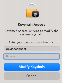 Input the password of the deviceconnect user to continue