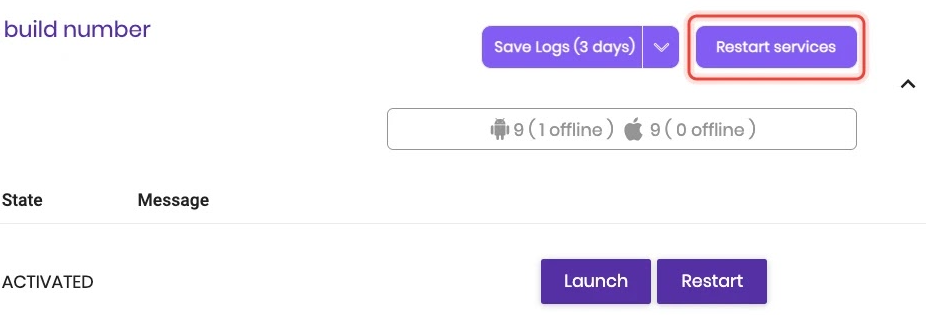 Restart services button