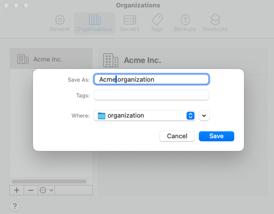 The prompt to specify the file name and location to save the file with the Save button