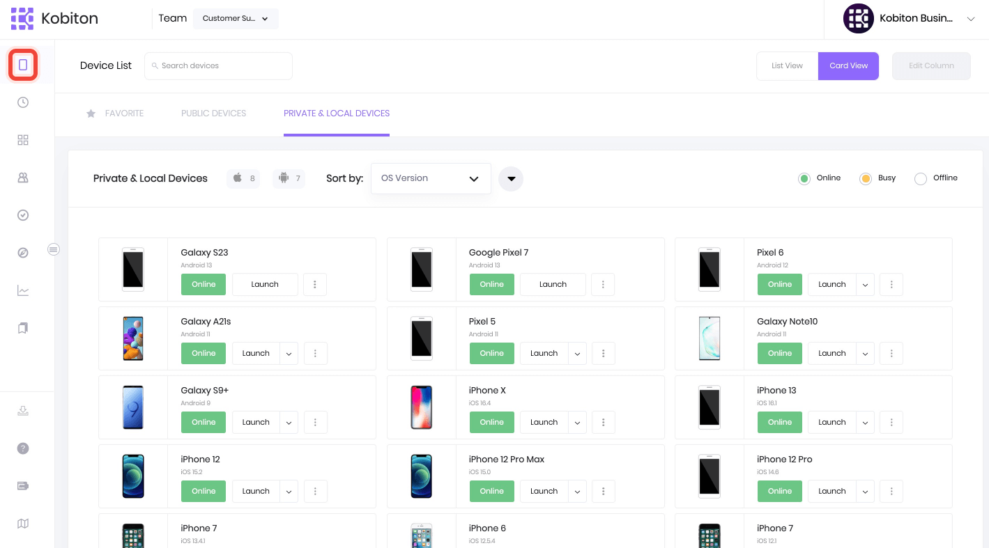 select Devices tab