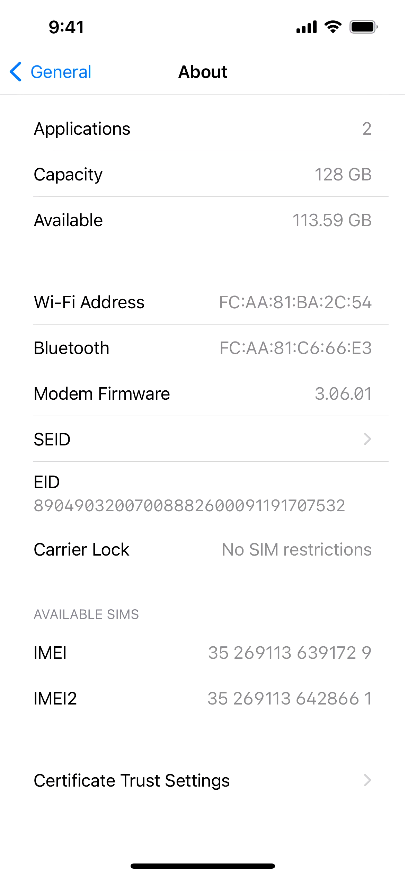 Select Certificate Trust Settings