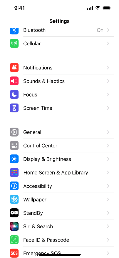Open Settings then select General