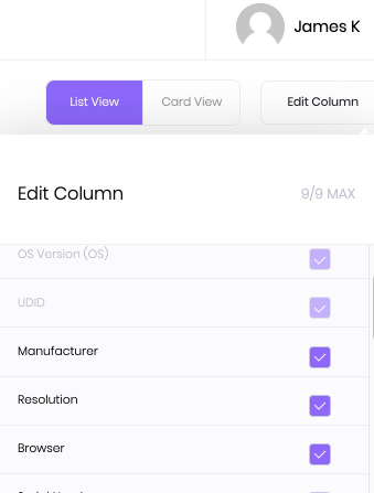 Select List View and choose upto nine columns