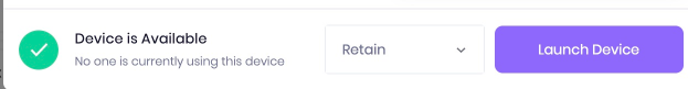 A closeup to Retain status for device