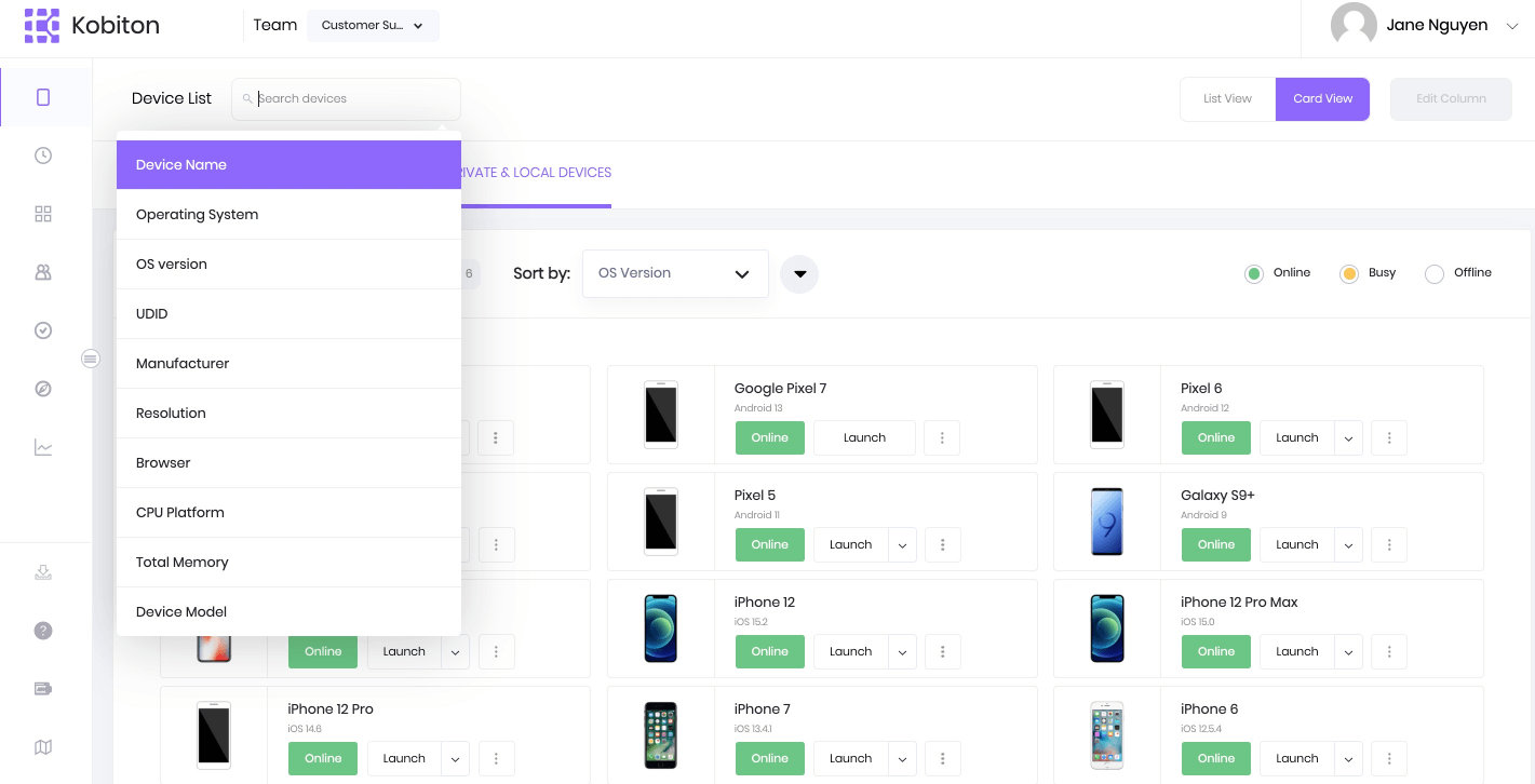 Enter metadata into the Search bar