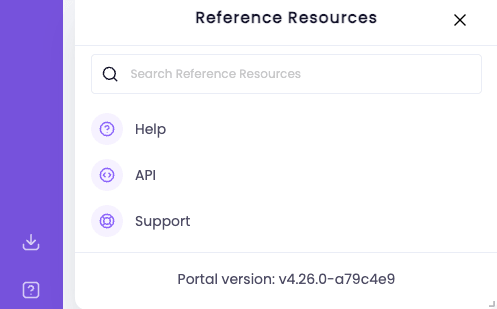 A closeup to the help widget with all features visible