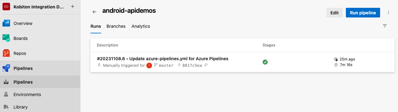 Select Run pipeline