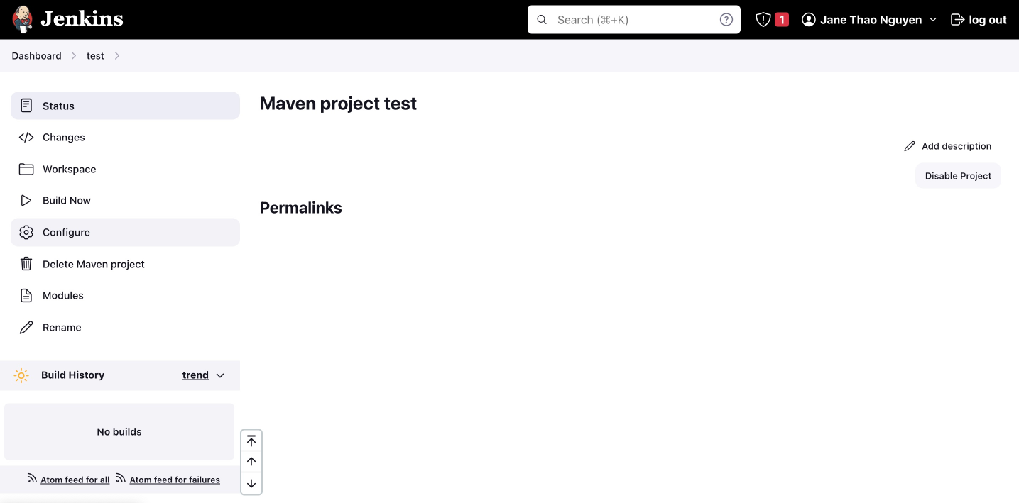 Select Configure tab after selecting the build you created