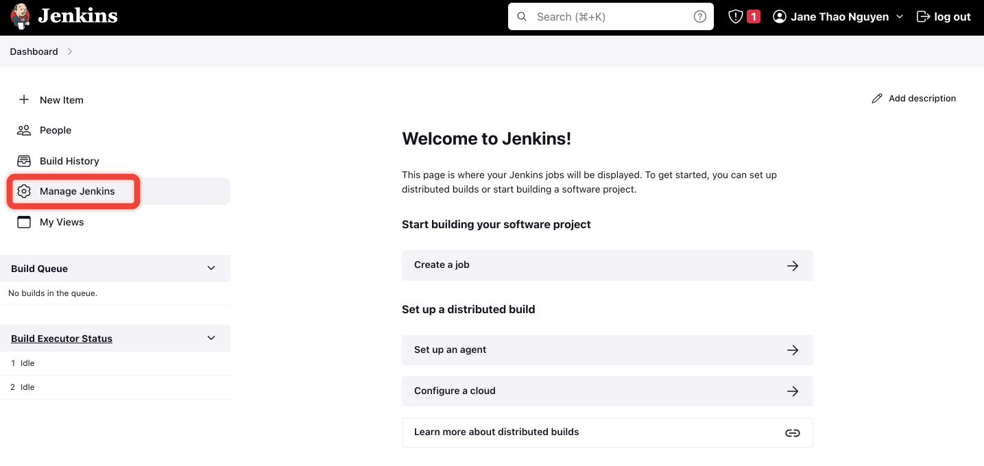 Select Manage Jenkins tab