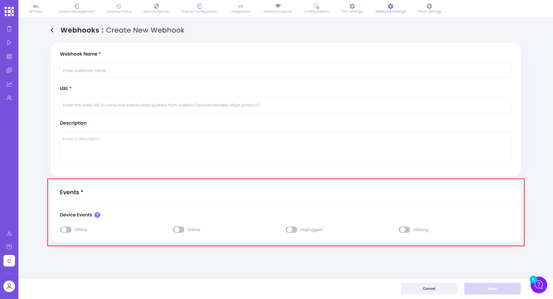 Toggle to enable event
