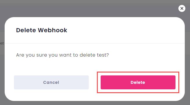 Button to delete webhook
