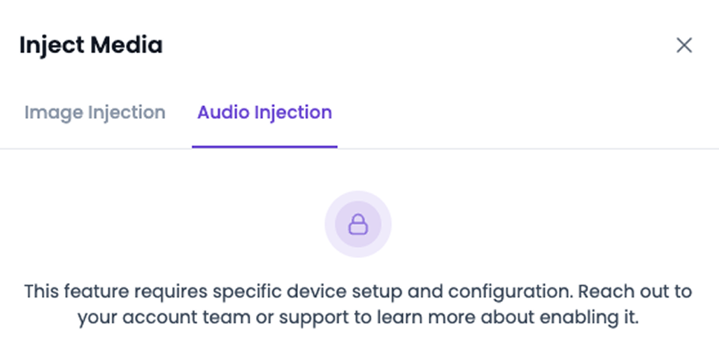 Audio injection feature disabled with message indicating special setup is required