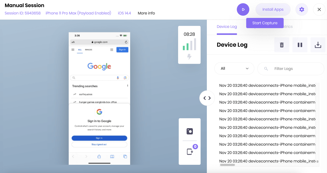 Enable Synchronous inventory capture by selecting the Play icon