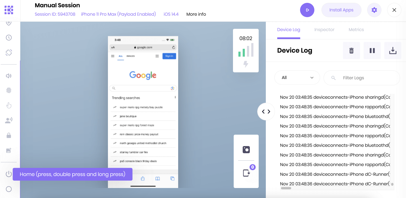 Select Home button
