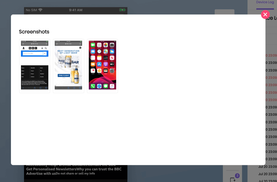 Select screenshots you want to download