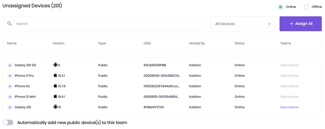 click Assign all button to add all devices
