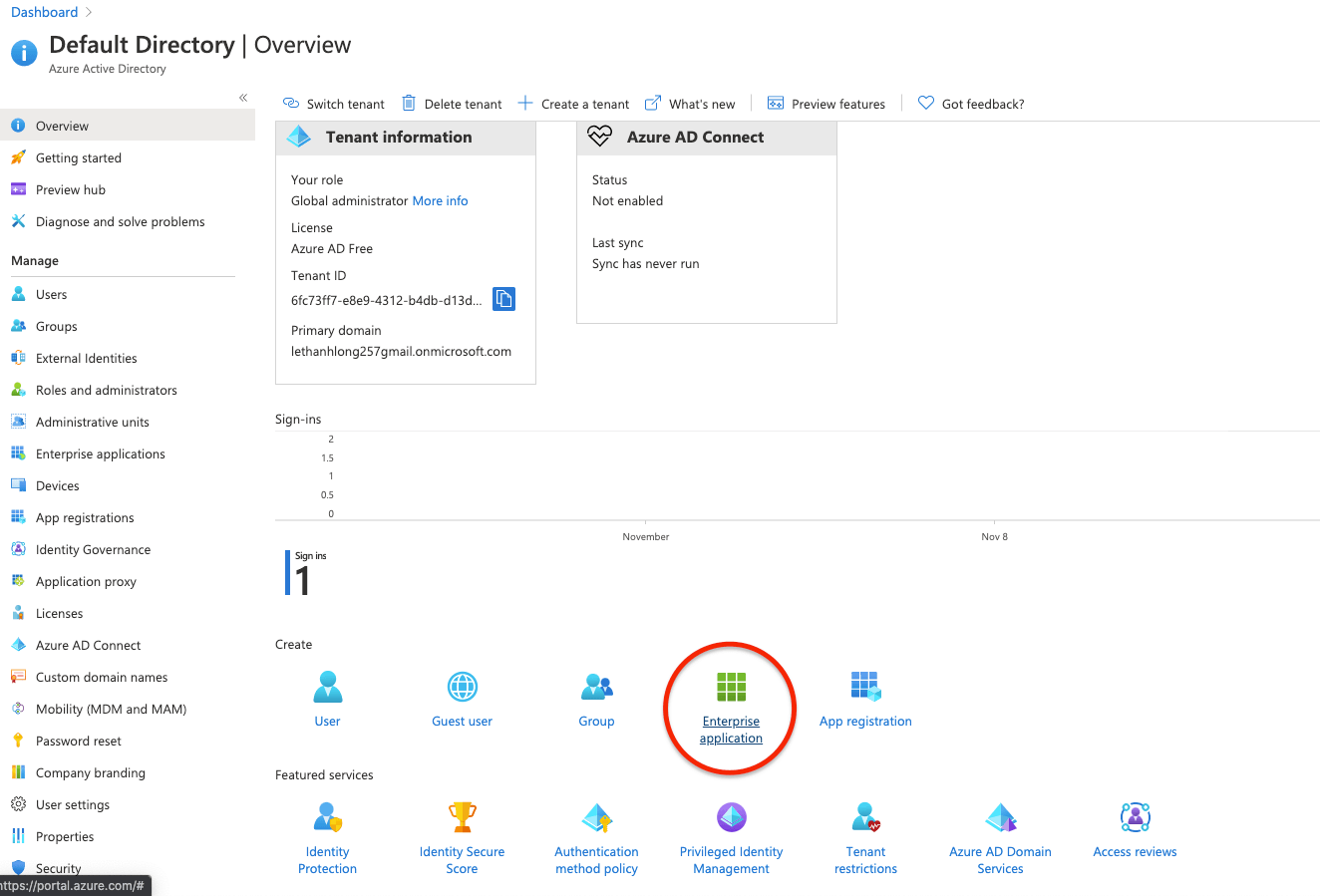 Select Enterprise Application, then New Application