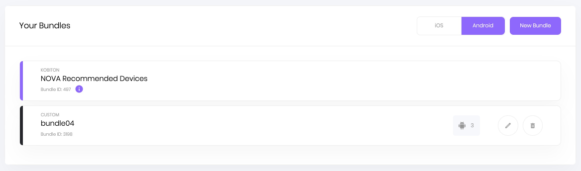 Choose iOS or Android to filter the list
