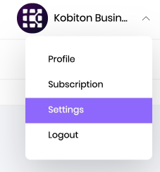 Choose Settings in dropdown