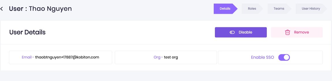 Select Disable to deactivate the user