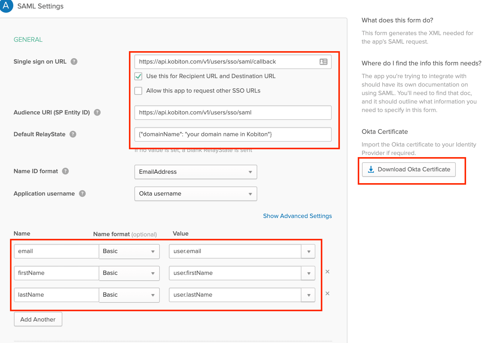 Select Okta Certificate