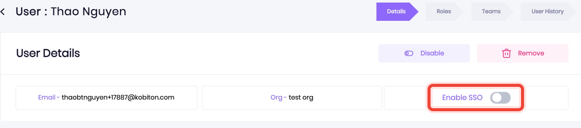 Select Details, then Enable SSO