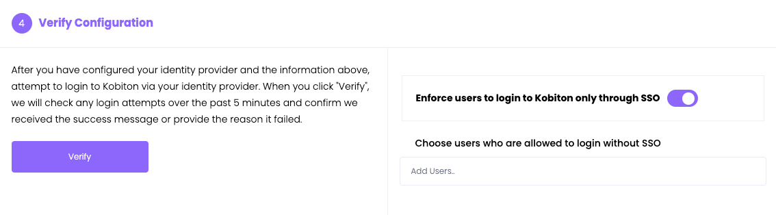 Enforce SSO login in Settings > SSO Settings