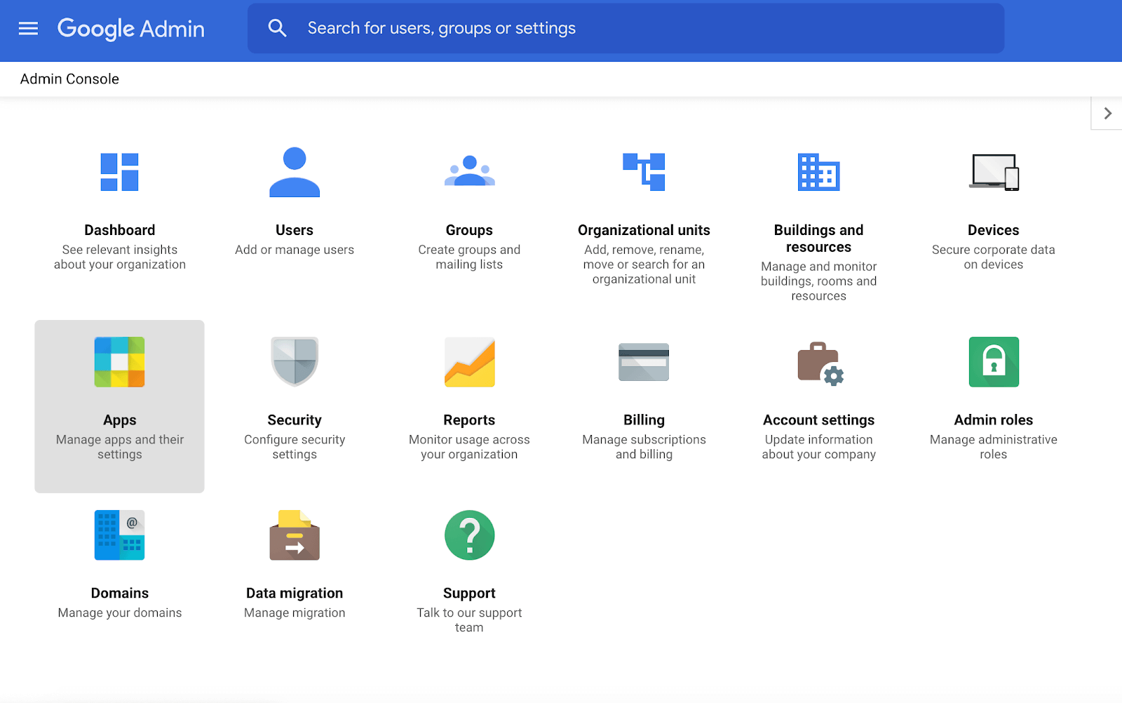 In Google Admin Console