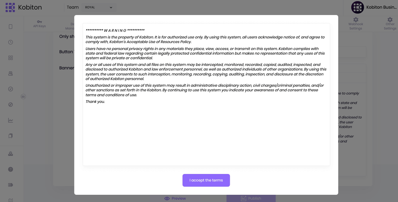 Preview login message