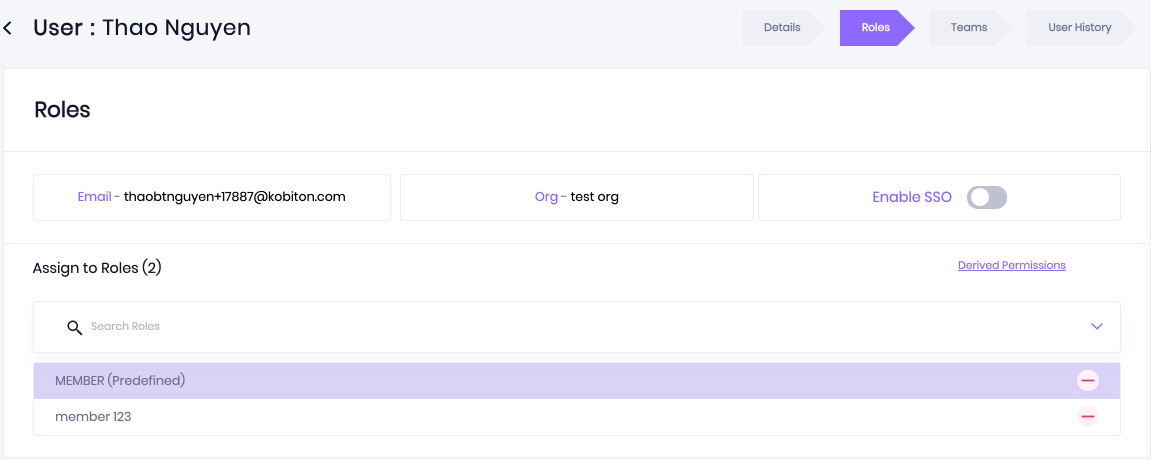 Remove a role from the user
