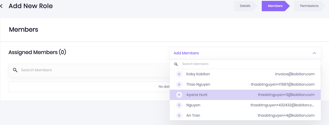 Search for the user you want to assign the role