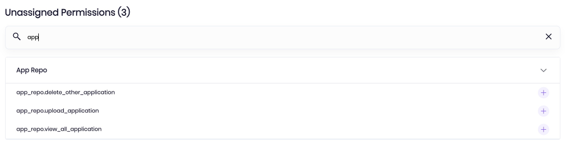 Search for permissions in the search box