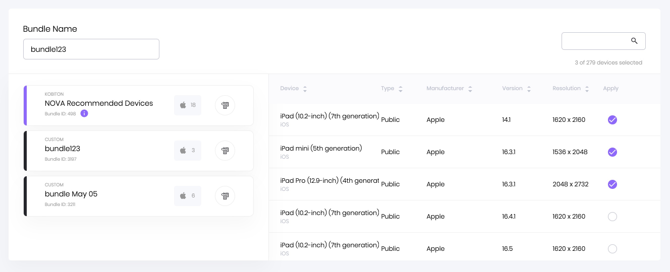 A context to a bundle detail