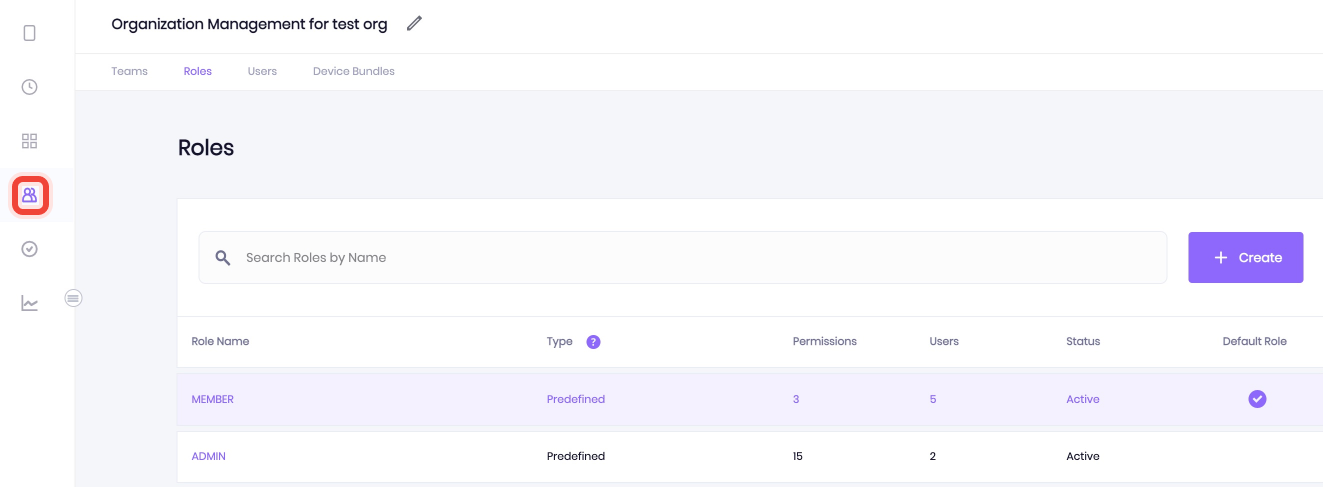 A context to tab Org Management selected