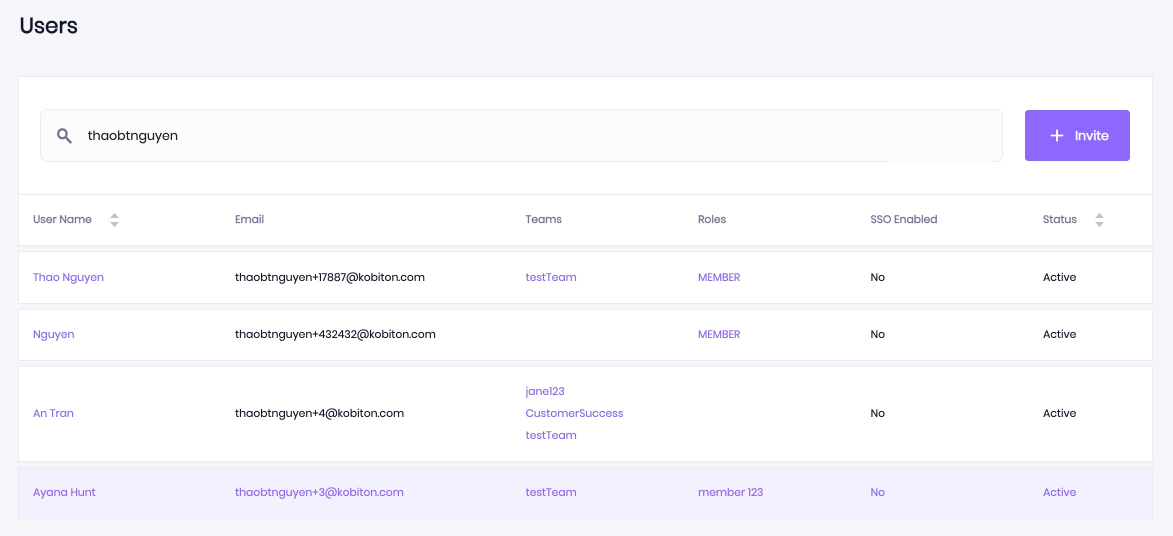 Select the user’s name in the list of users