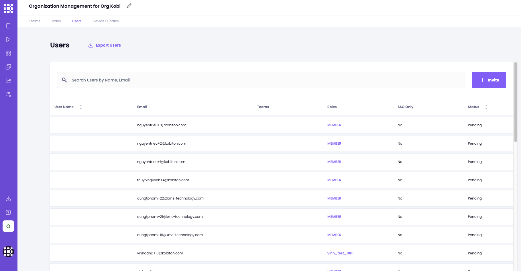 Select Users tab context